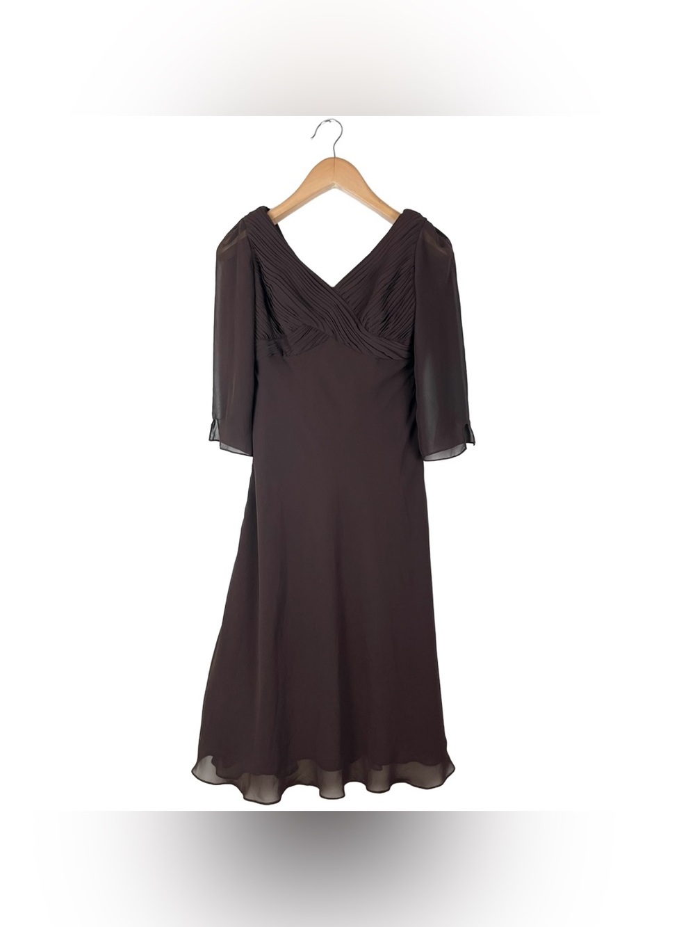 Vintage 90s Y2K Brown Coldwater Creek Chiffon Dress Womens 8 Whimsigoth Fairy